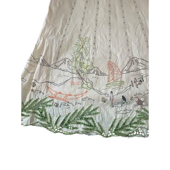Basil Maude‎ Skirt Sz 10 A Line Beaded Sequin Tropical Beach Scene Hawaiian - Picture 2 of 6